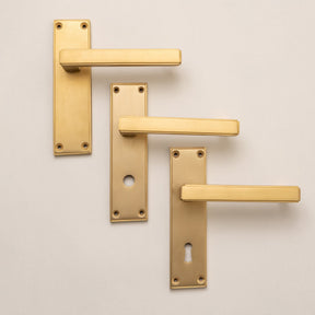 Satin Brass Art Deco Lever Handles - Solid Brass - Brass bee