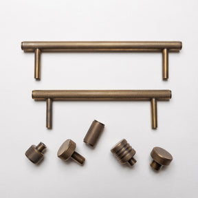 Solid Brass Knurled Kitchen Pull Handles & Knobs - Antique Brass - Brass bee