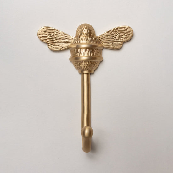 Solid Brass bee Coat Hook - Satin Brass Finish - Brass bee