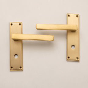 Satin Brass Art Deco Lever Handles - Solid Brass - Brass bee