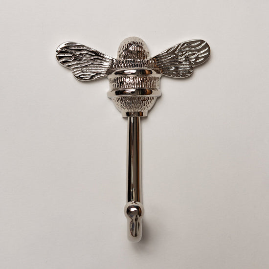 Solid Brass bee Coat Hook - Nickel Finish - Brass bee