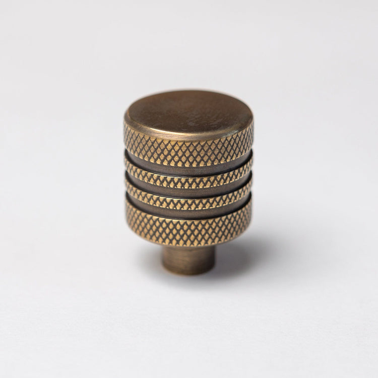 Solid Brass Knurled Kitchen Pull Handles & Knobs - Antique Brass - Brass bee