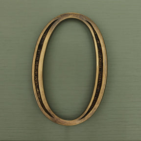 Premium Floating Engraved House Numbers in Heritage Finish 0-9 - Brass bee