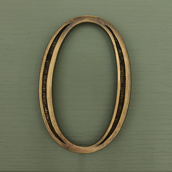 Premium Floating Engraved House Numbers in Heritage Finish 0-9 - Brass bee