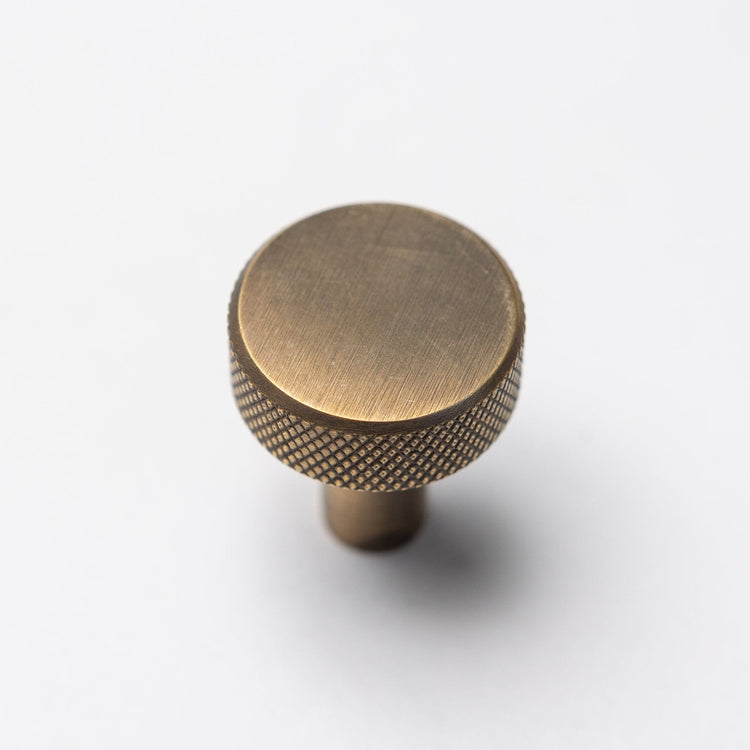 Solid Brass Knurled Kitchen Pull Handles & Knobs - Antique Brass - Brass bee