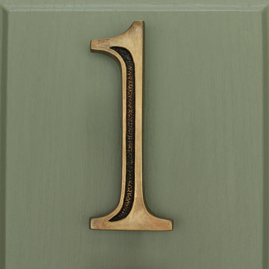 Premium Floating Engraved House Numbers in Heritage Finish 0-9 - Brass bee