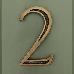Premium Floating Engraved House Numbers in Heritage Finish 0-9 - Brass bee