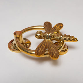 Brass Dragonfly Door Knocker with Ring - Brass Finish - Brass bee