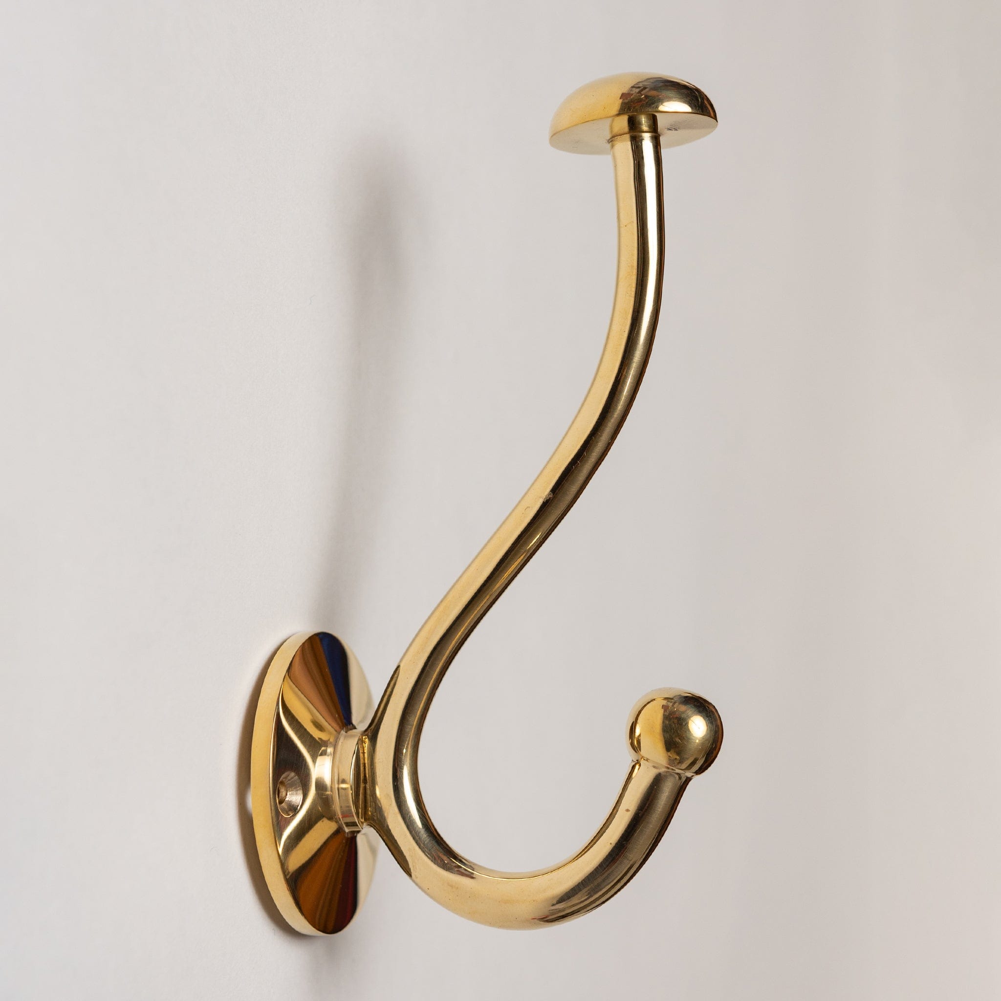 Solid Brass mushroom Coat Hook Polished Brass Finish