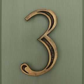 Premium Floating Engraved House Numbers in Heritage Finish 0-9 - Brass bee