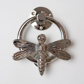 Brass Dragonfly Door Knocker with Ring - Nickel Finish - Brass bee