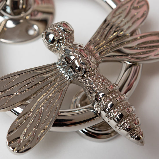 Brass Dragonfly Door Knocker with Ring - Nickel Finish - Brass bee