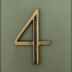 Premium Floating Engraved House Numbers in Heritage Finish 0-9 - Brass bee