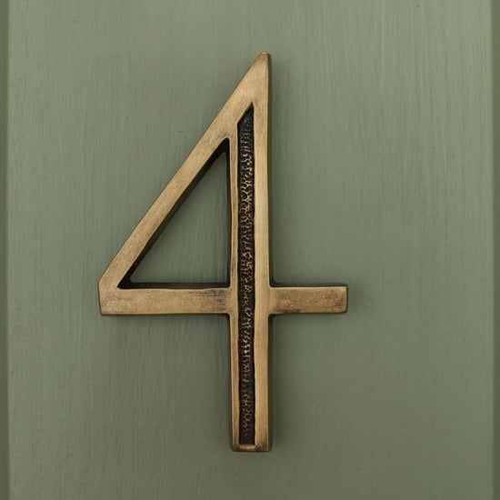 Premium Floating Engraved House Numbers in Heritage Finish 0-9 - Brass bee