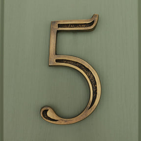 Premium Floating Engraved House Numbers in Heritage Finish 0-9 - Brass bee
