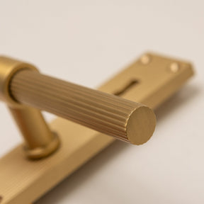 Satin Brass Straight Knurled Lever Handles - Solid Brass - Brass bee