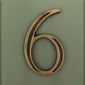Premium Floating Engraved House Numbers in Heritage Finish 0-9 - Brass bee