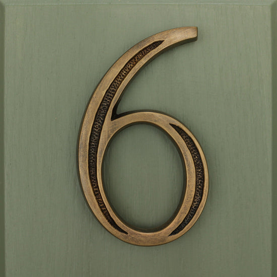 Premium Floating Engraved House Numbers in Heritage Finish 0-9 - Brass bee