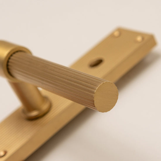 Satin Brass Straight Knurled Lever Handles - Solid Brass - Brass bee