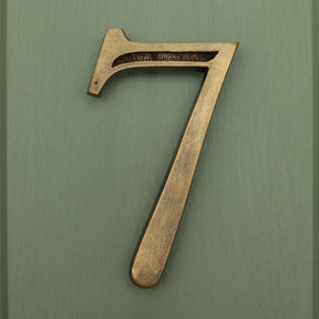 Premium Floating Engraved House Numbers in Heritage Finish 0-9 - Brass bee