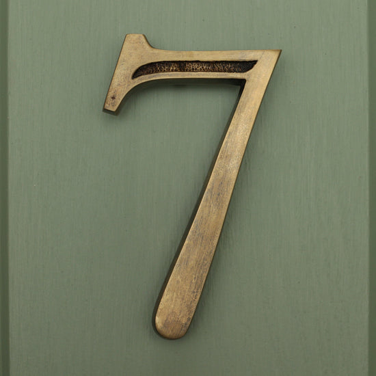 Premium Floating Engraved House Numbers in Heritage Finish 0-9 - Brass bee