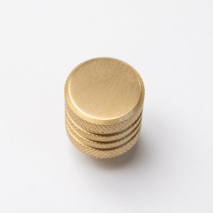 Solid Brass Knurled Kitchen Pull Handles & Knobs - Satin Brass