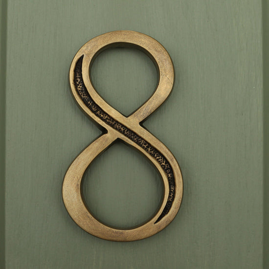Premium Floating Engraved House Numbers in Heritage Finish 0-9 - Brass bee