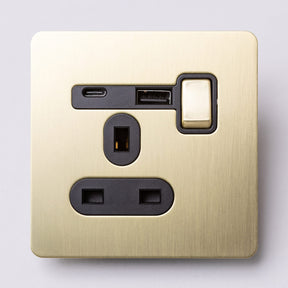 Foundry Series Knurled Toggle Switches and Sockets – Satin Brass - Brass bee