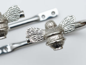 Bee Curtain Holdbacks - Nickel Finish - Brass bee