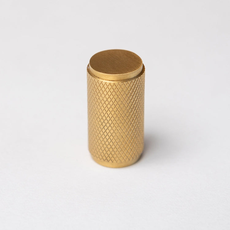 Solid Brass Knurled Kitchen Pull Handles & Knobs - Satin Brass