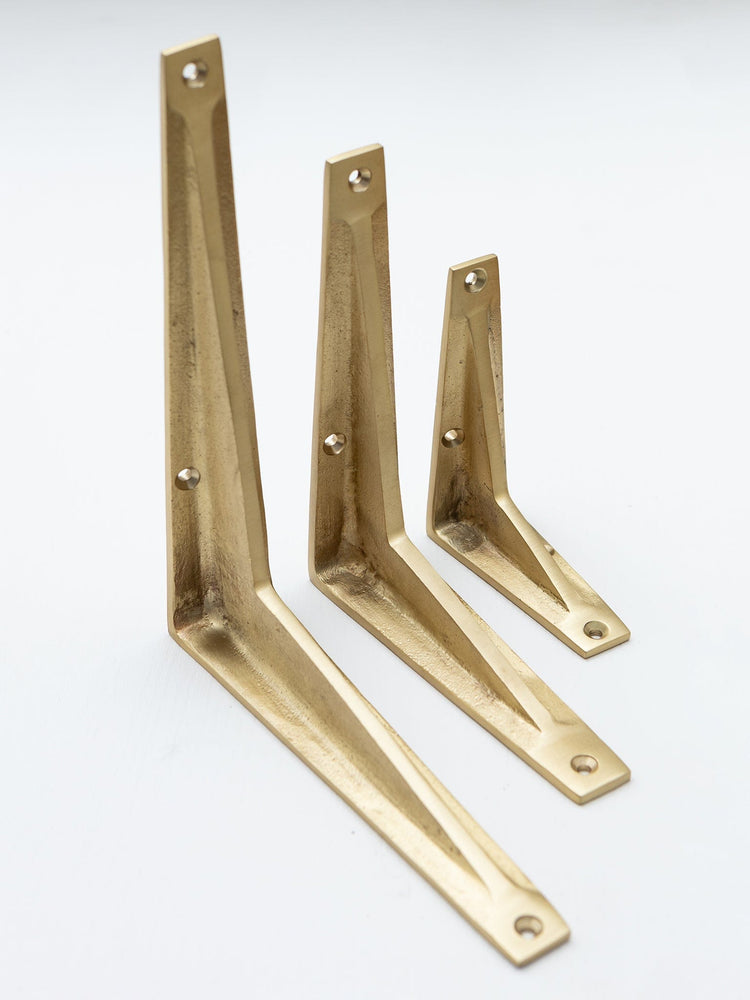 Satin Brass Shelf Brackets - Heavy Duty Solid Brass - Brass bee