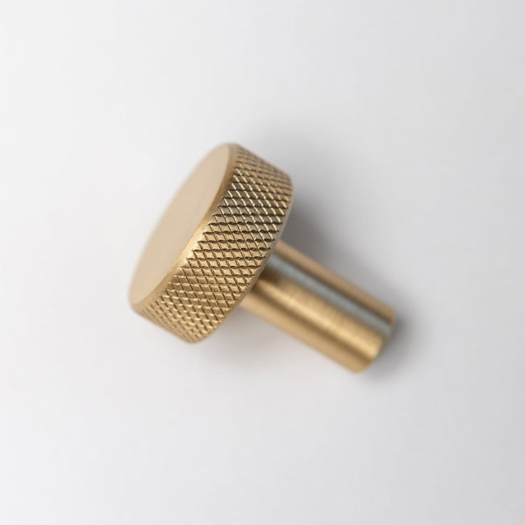 Solid Brass Knurled Kitchen Pull Handles & Knobs - Satin Brass