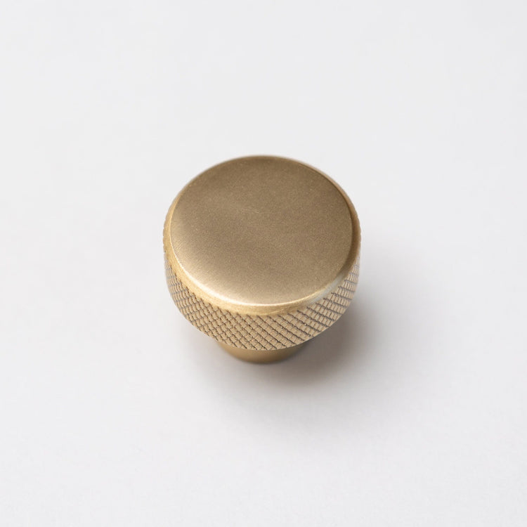 Solid Brass Knurled Kitchen Pull Handles & Knobs - Satin Brass