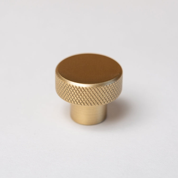 Solid Brass Knurled Kitchen Pull Handles & Knobs - Satin Brass