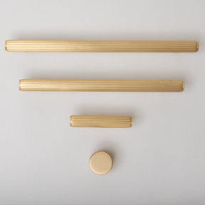 Solid Brass Straight Knurled Kitchen Pull Handles & Knobs - Satin Brass Finish - Brass bee