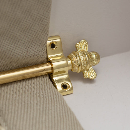 Polished Brass Finish Stair Rods with Brass Bee Finials - 725mm