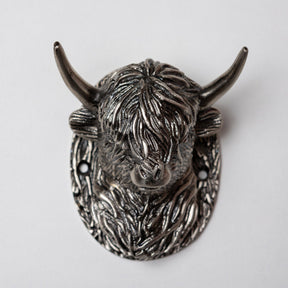 Highland Cow Door Knocker - Pewter Finish - Brass bee