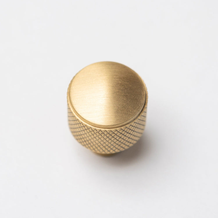 Solid Brass Knurled Kitchen Pull Handles & Knobs - Satin Brass