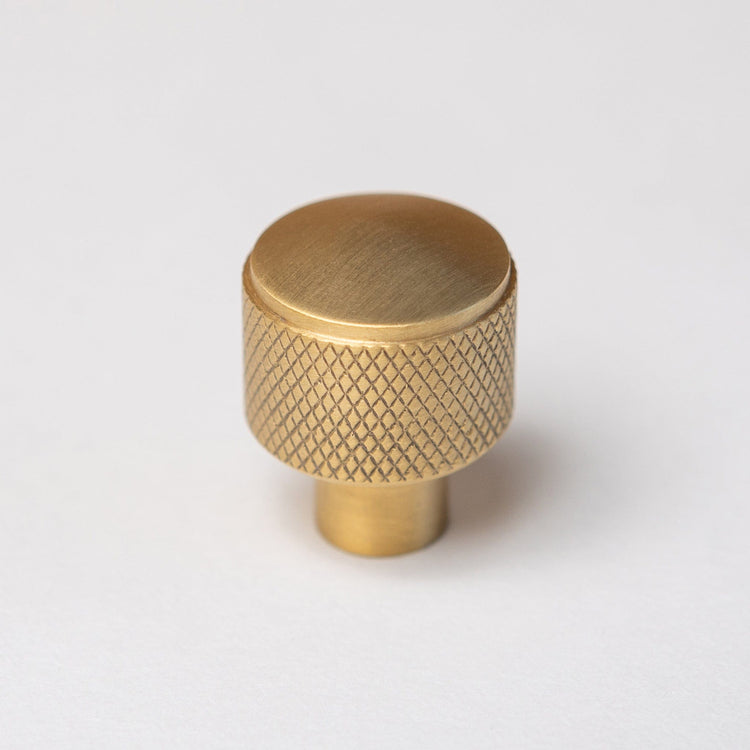 Solid Brass Knurled Kitchen Pull Handles & Knobs - Satin Brass