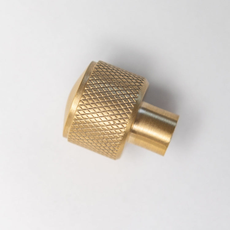 Solid Brass Knurled Kitchen Pull Handles & Knobs - Satin Brass