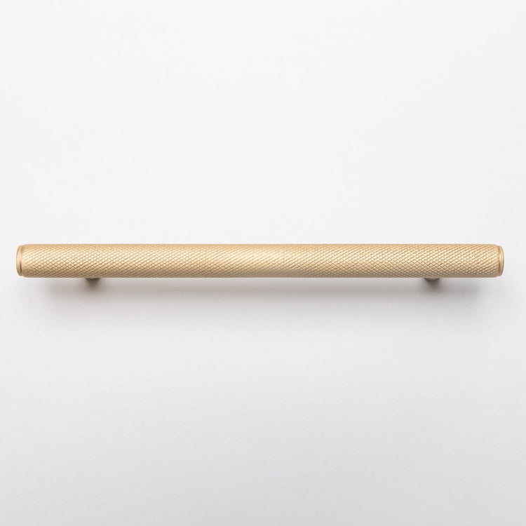 Solid Brass Knurled Kitchen Pull Handles & Knobs - Satin Brass