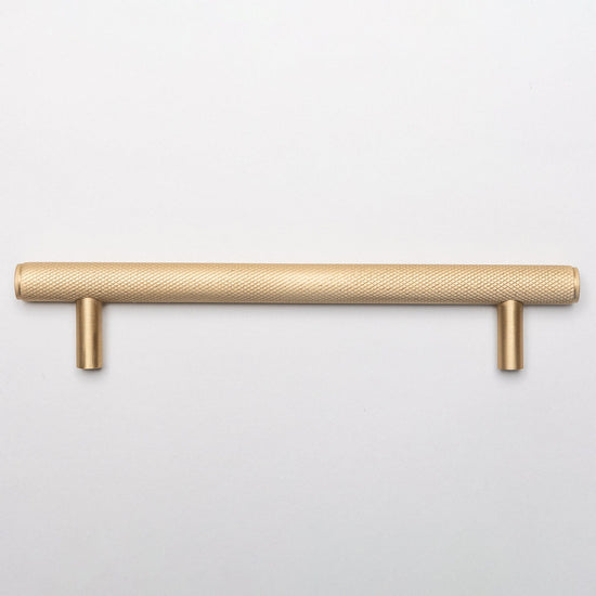 Solid Brass Knurled Kitchen Pull Handles & Knobs - Satin Brass - Brass bee