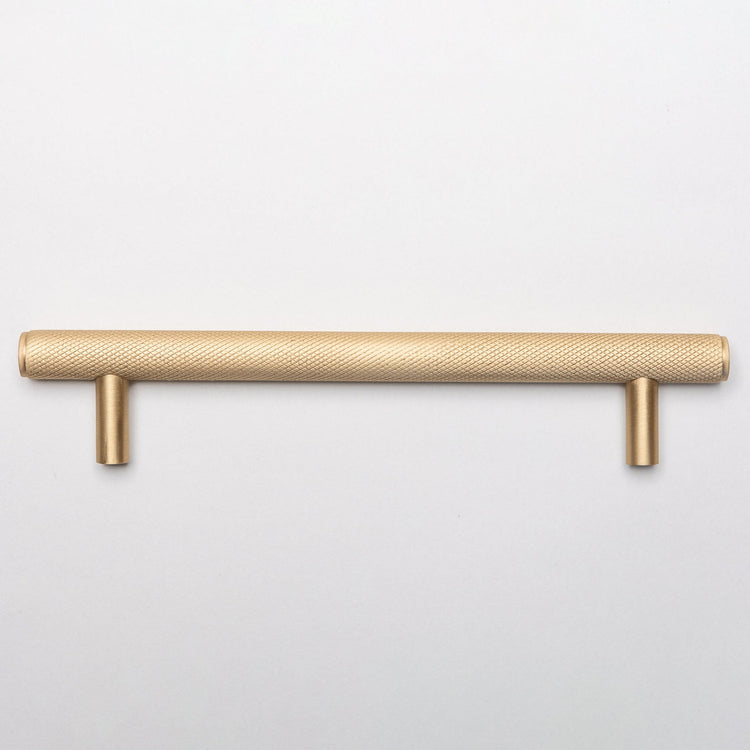 Solid Brass Knurled Kitchen Pull Handles & Knobs - Satin Brass