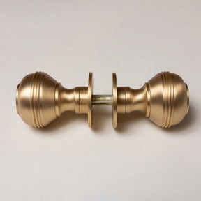 Solid Brass Door Knobs - Ringed Satin Brass (Pair) | Thumbturns & Latches - Brass bee