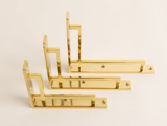 Polished Brass Art Deco Solid Brass Brackets - Brass bee