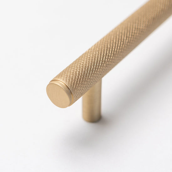 Solid Brass Knurled Kitchen Pull Handles & Knobs - Satin Brass - Brass bee