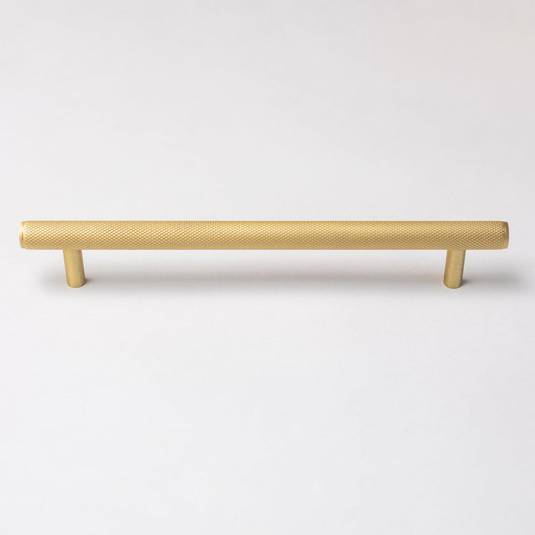 Solid Brass Knurled Kitchen Pull Handles & Knobs - Satin Brass
