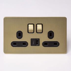 Foundry Series Knurled Toggle Switches and Sockets – Satin Brass - Brass bee