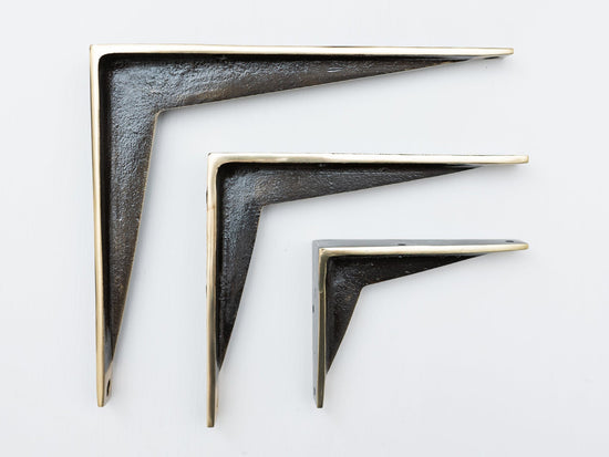 Aged Brass Shelf Brackets - Heavy Duty Solid Brass - Brass bee