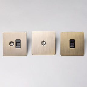 Antique Brass Switches and Sockets - Straight Knurled Design - Brass bee